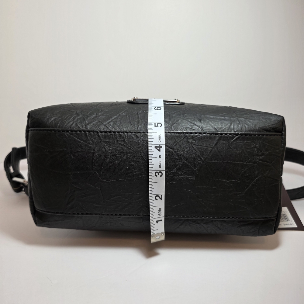 Stone Mountain Leather Shoulder Bag - Adjustable Strap Two-Tone Black and Blush - Picture 14 of 16